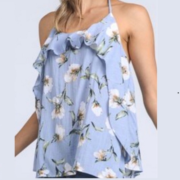 FLORAL HALTER TOP - Picture 4 of 4